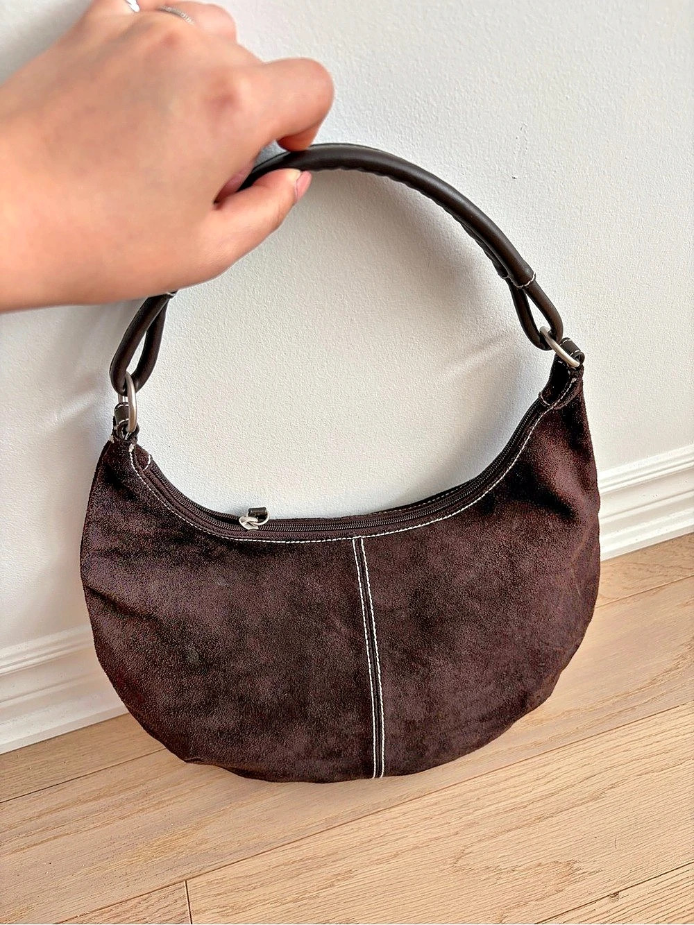 EUC Old Navy Genuine Leather Suede Brown Hobo Bag